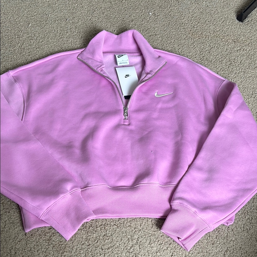 Nike Women's Pink Cropped Sweatshirt Large